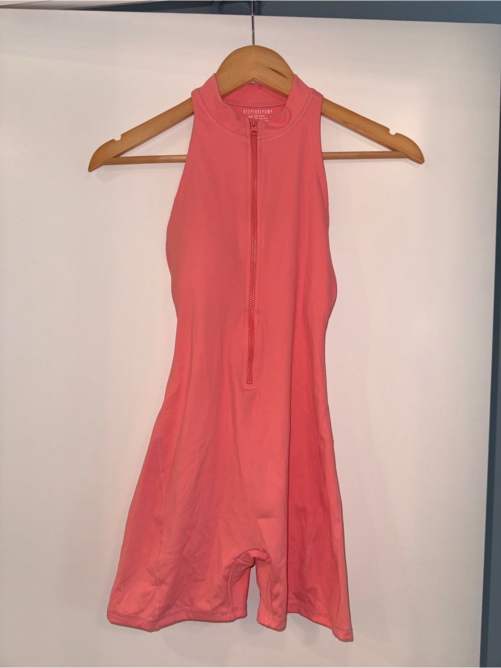 Sleeveless Zip-Front Coral Romper Jumpsuit